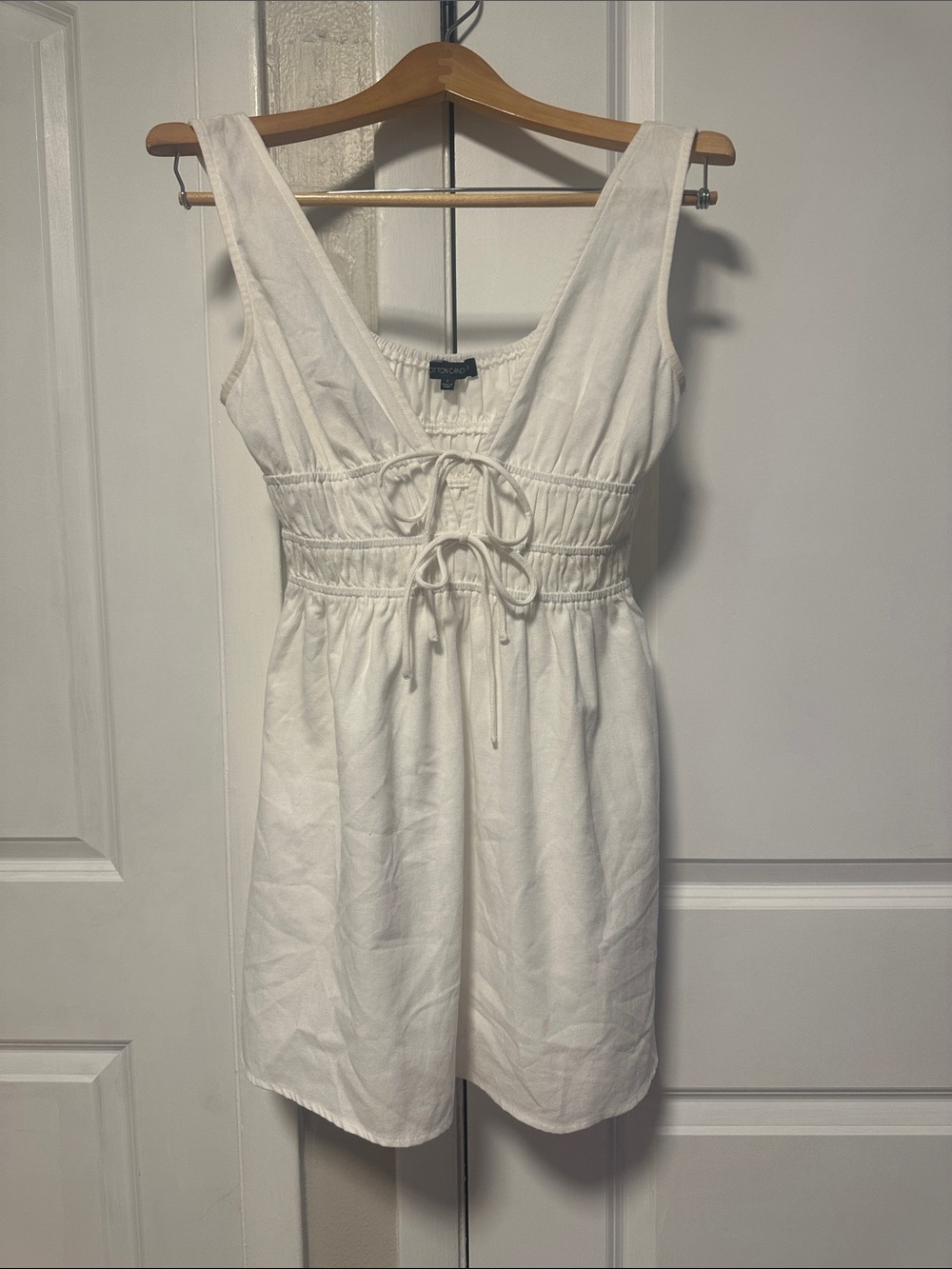 Cotton Candy White Tie-Front Mini Dress